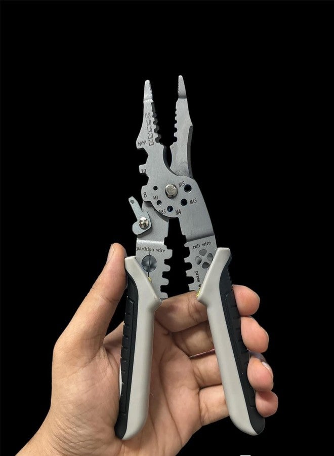 Dhrumino 9-in-1 Multi-Purpose Electrical Stripping Tool - Wire Stripper, Crimper & Cutter | Multifunctional Stainless Steel Wire Puller Plier for Electrical & DIY Use - Image 4